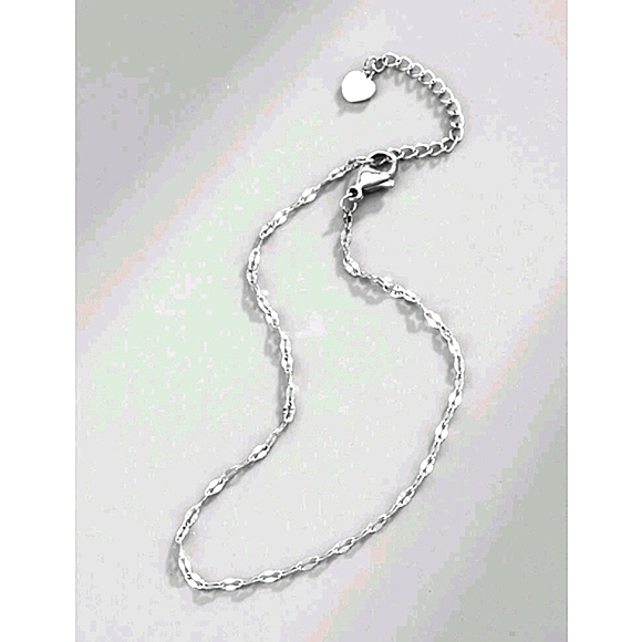 Silver Ankle Bracelet Stainless Steel Feminine Minimalist Silvery Anklet Jewelry - Picture 3 of 4